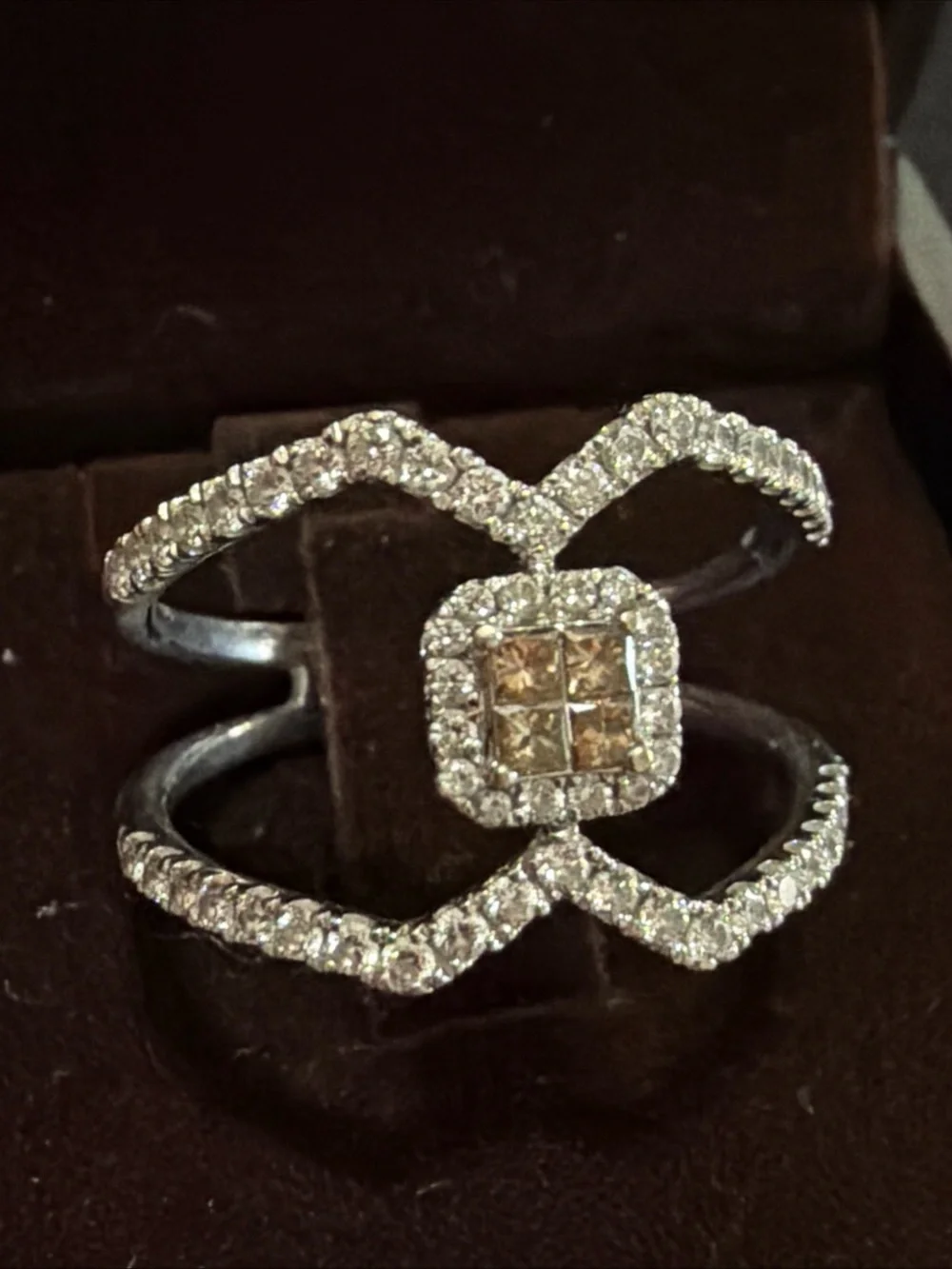 Le Vian 14k Vanilla Gold Chocolate Diamond Cross Cross Ring